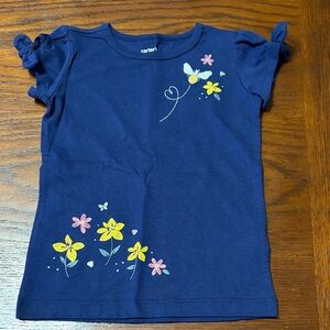 Carter's Blue Tee with Butterfly and Floral Accents